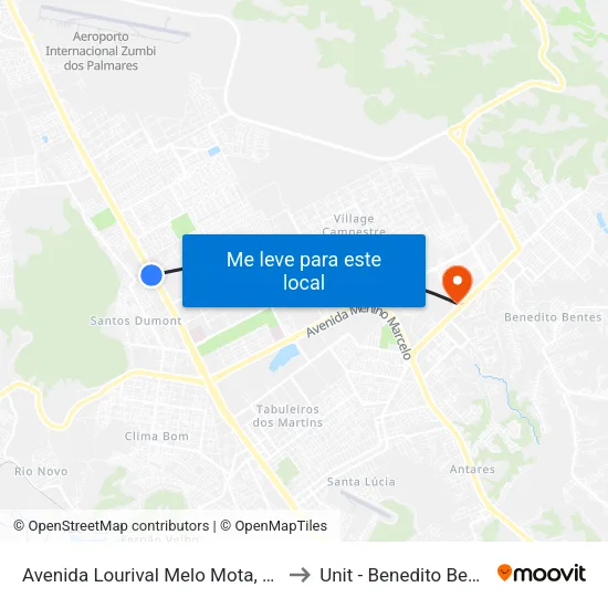 Avenida Lourival Melo Mota, 5020 to Unit - Benedito Bentes map