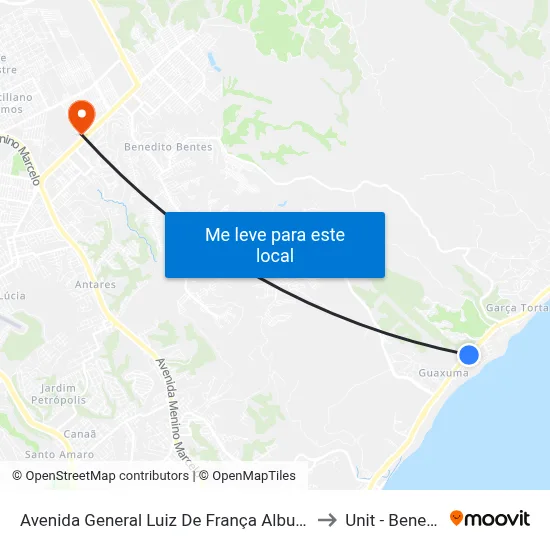 Avenida General Luiz De França Albuquerque, 160 | Sesc Guaxuma to Unit - Benedito Bentes map