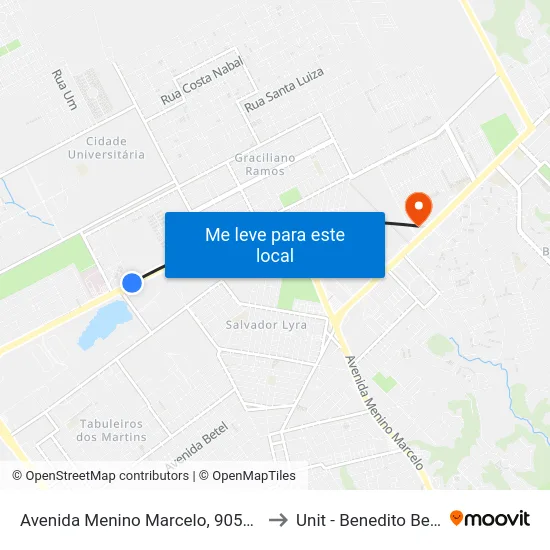 Avenida Menino Marcelo, 9050-9360 to Unit - Benedito Bentes map