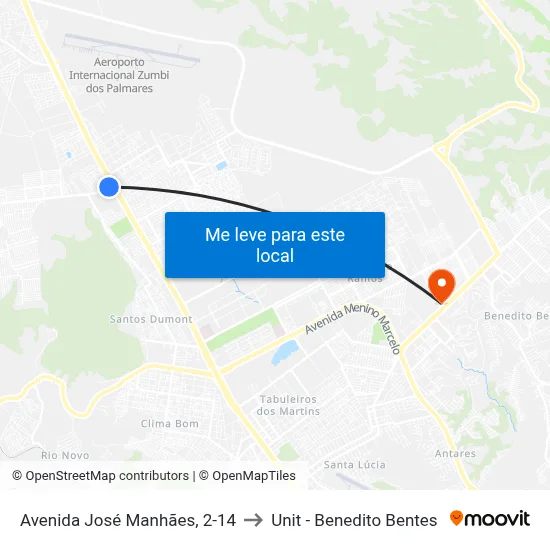Avenida José Manhães, 2-14 to Unit - Benedito Bentes map