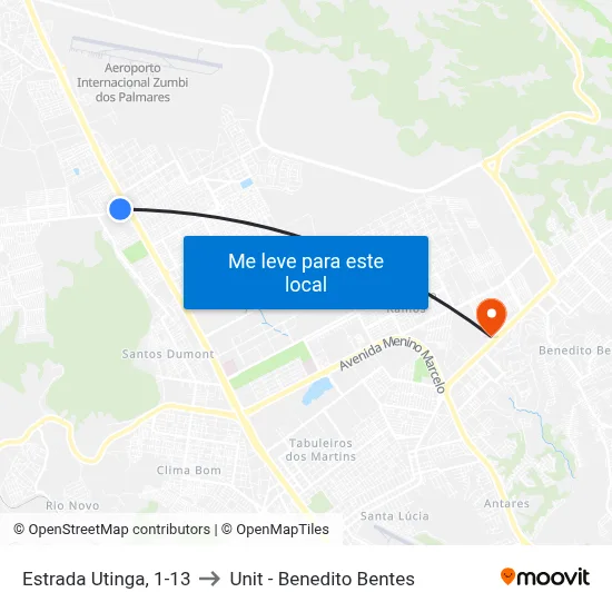 Estrada Utinga, 1-13 to Unit - Benedito Bentes map