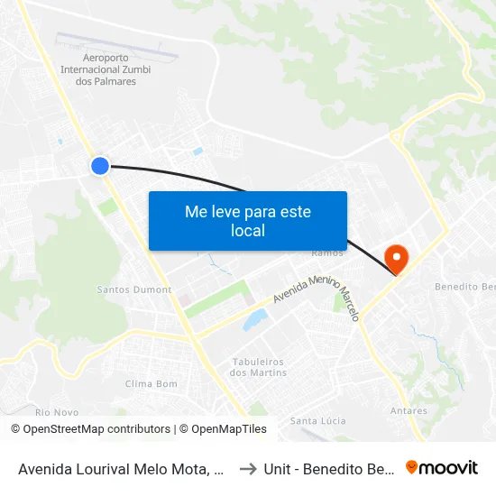 Avenida Lourival Melo Mota, 15200 to Unit - Benedito Bentes map