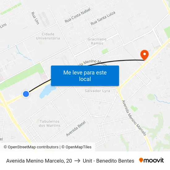 Avenida Menino Marcelo, 20 to Unit - Benedito Bentes map