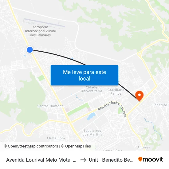 Avenida Lourival Melo Mota, 5151 to Unit - Benedito Bentes map