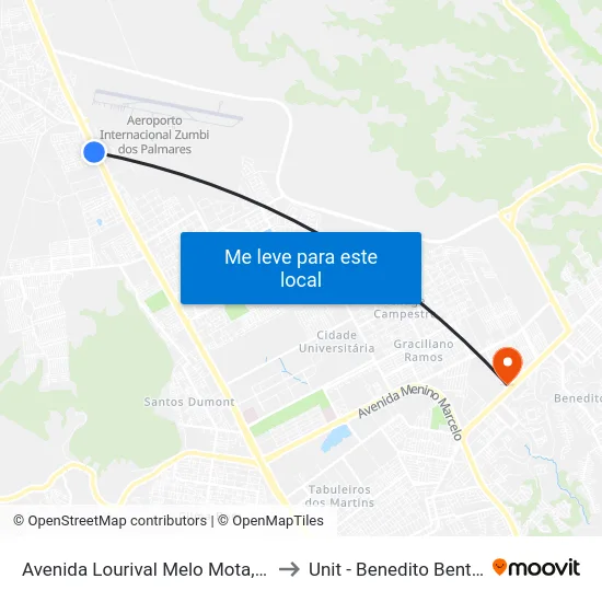 Avenida Lourival Melo Mota, 12 to Unit - Benedito Bentes map