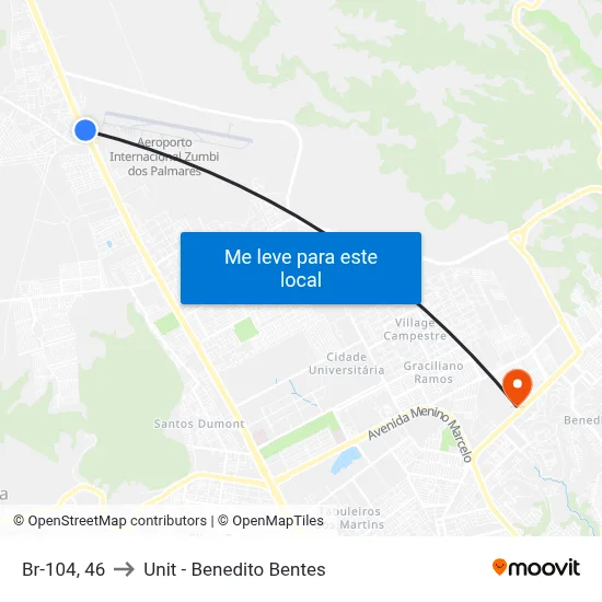 Br-104, 46 to Unit - Benedito Bentes map