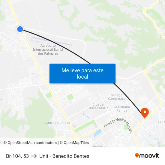 Br-104, 53 to Unit - Benedito Bentes map