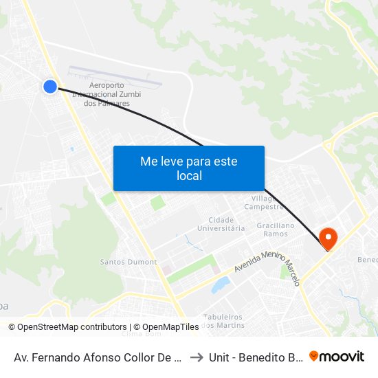 Av. Fernando Afonso Collor De Mello, 05 to Unit - Benedito Bentes map