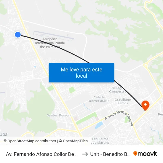Av. Fernando Afonso Collor De Mello, 50 to Unit - Benedito Bentes map