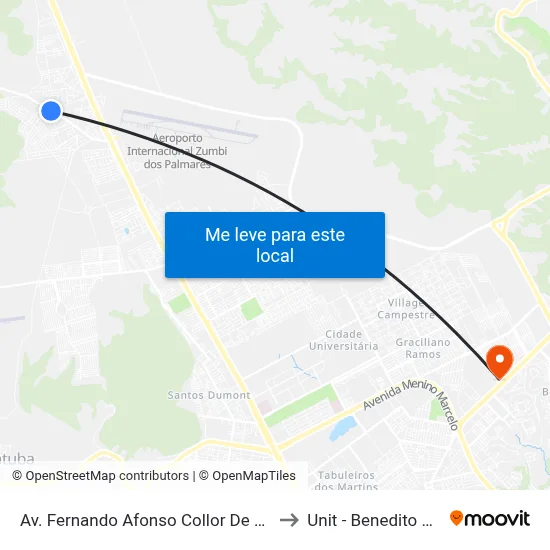 Av. Fernando Afonso Collor De Mello, 999 to Unit - Benedito Bentes map