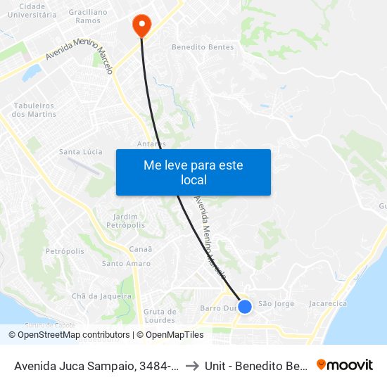 Avenida Juca Sampaio, 3484-3578 to Unit - Benedito Bentes map