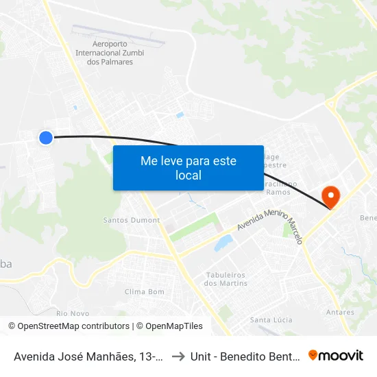 Avenida José Manhães, 13-15 to Unit - Benedito Bentes map
