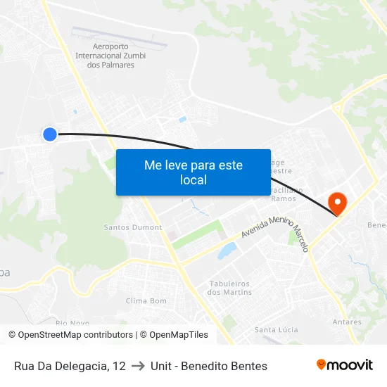 Rua Da Delegacia, 12 to Unit - Benedito Bentes map
