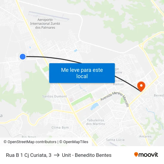 Rua B 1 Cj Curiata, 3 to Unit - Benedito Bentes map