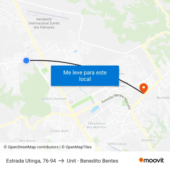 Estrada Utinga, 76-94 to Unit - Benedito Bentes map