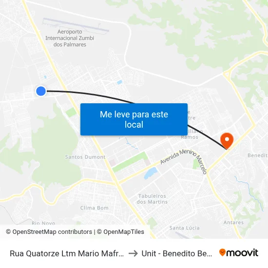 Rua Quatorze Ltm Mario Mafra, 52 to Unit - Benedito Bentes map