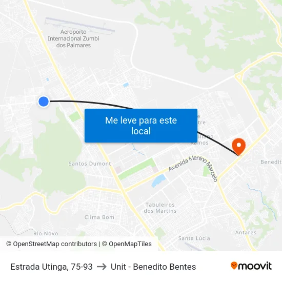 Estrada Utinga, 75-93 to Unit - Benedito Bentes map