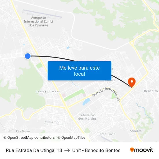 Rua Estrada Da Utinga, 13 to Unit - Benedito Bentes map
