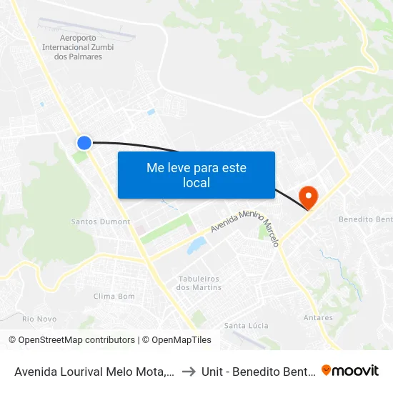 Avenida Lourival Melo Mota, 66 to Unit - Benedito Bentes map
