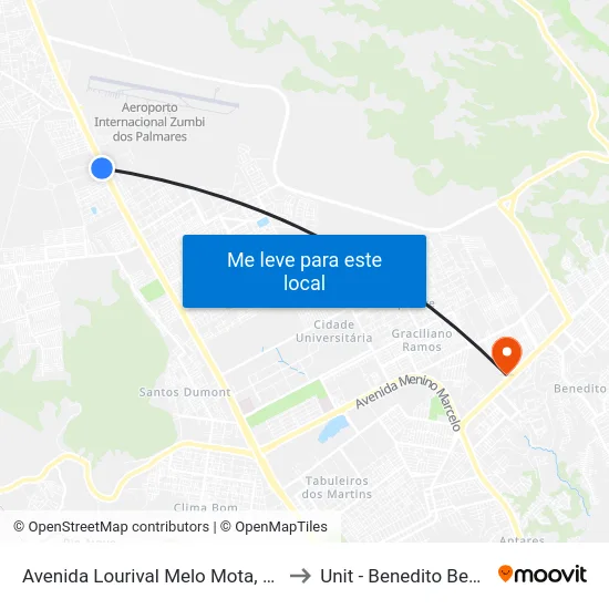 Avenida Lourival Melo Mota, 5153 to Unit - Benedito Bentes map
