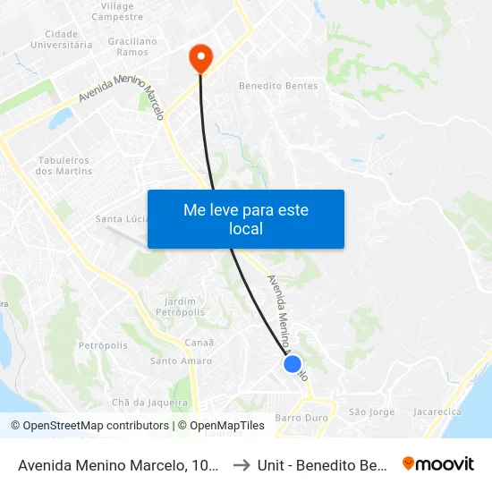 Avenida Menino Marcelo, 10233a to Unit - Benedito Bentes map
