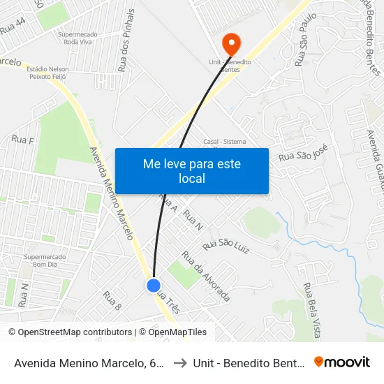 Avenida Menino Marcelo, 642 to Unit - Benedito Bentes map