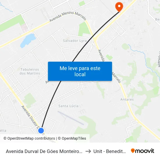 Avenida Durval De Góes Monteiro, 1741 | Carajás to Unit - Benedito Bentes map