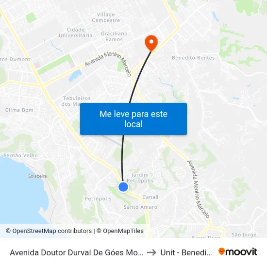 Avenida Doutor Durval De Góes Monteiro, 125 | Funasa to Unit - Benedito Bentes map