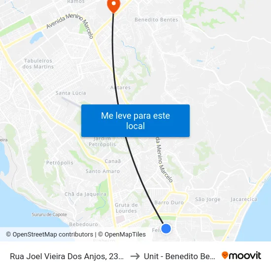 Rua Joel Vieira Dos Anjos, 238-294 to Unit - Benedito Bentes map