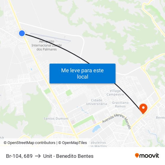 Br-104, 689 to Unit - Benedito Bentes map