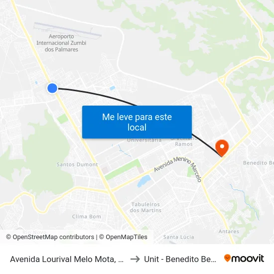 Avenida Lourival Melo Mota, 2560 to Unit - Benedito Bentes map