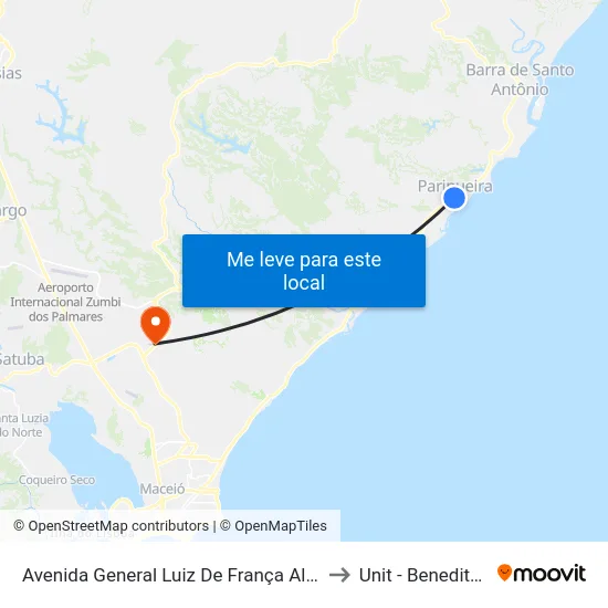 Avenida General Luiz De França Albuquerque, 2155 to Unit - Benedito Bentes map