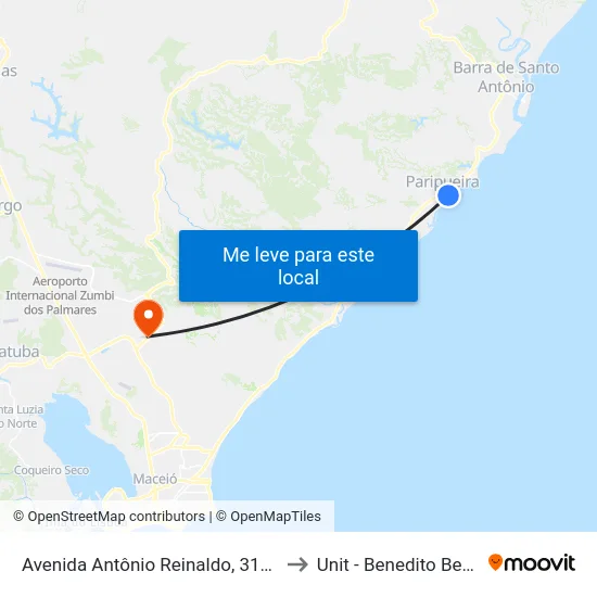 Avenida Antônio Reinaldo, 311-395 to Unit - Benedito Bentes map