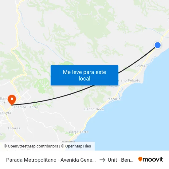 Parada Metropolitano - Avenida General Luiz De França Albuquerque, 96 to Unit - Benedito Bentes map