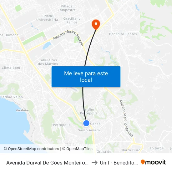 Avenida Durval De Góes Monteiro, 10730-11356 to Unit - Benedito Bentes map