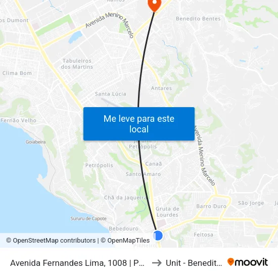 Avenida Fernandes Lima, 1008 | Ponto Metropolitano to Unit - Benedito Bentes map