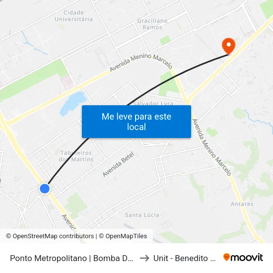 Ponto Metropolitano | Bomba Do Gonzaga to Unit - Benedito Bentes map