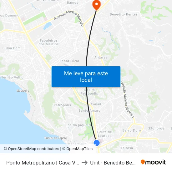 Ponto Metropolitano | Casa Vieira to Unit - Benedito Bentes map
