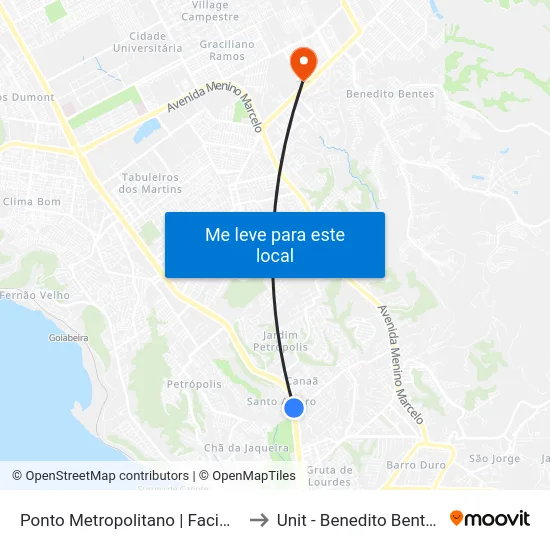 Ponto Metropolitano | Facima to Unit - Benedito Bentes map