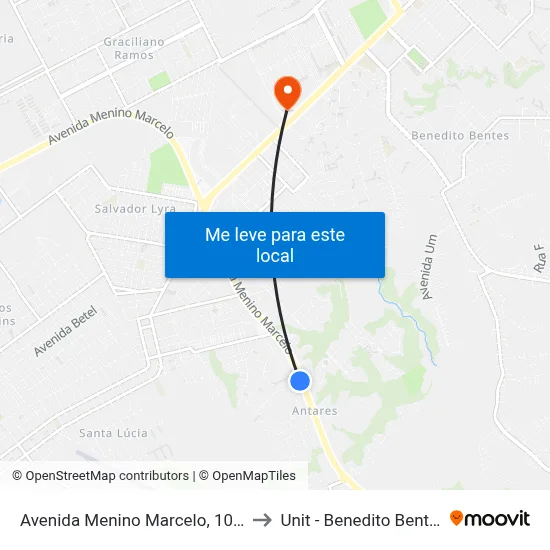 Avenida Menino Marcelo, 1048 to Unit - Benedito Bentes map