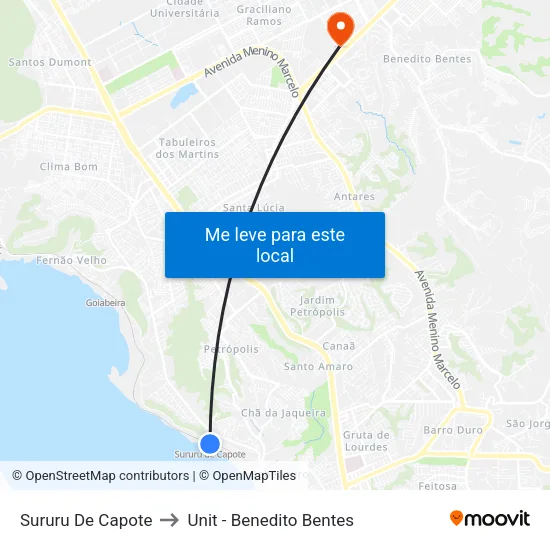 Sururu De Capote to Unit - Benedito Bentes map