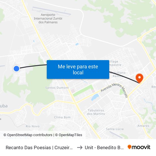 Recanto Das Poesias | Cruzeiro Do Sul to Unit - Benedito Bentes map