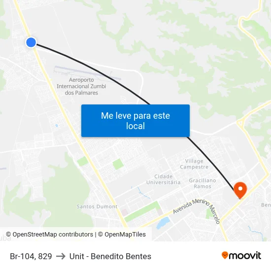 Br-104, 829 to Unit - Benedito Bentes map