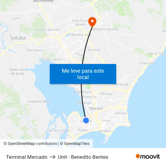 Terminal Mercado to Unit - Benedito Bentes map
