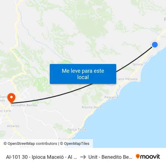 Al-101 30 - Ipioca Maceió - Al Brasil to Unit - Benedito Bentes map