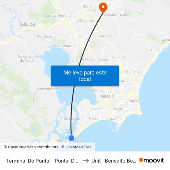 Terminal Do Pontal - Pontal Da Barra to Unit - Benedito Bentes map