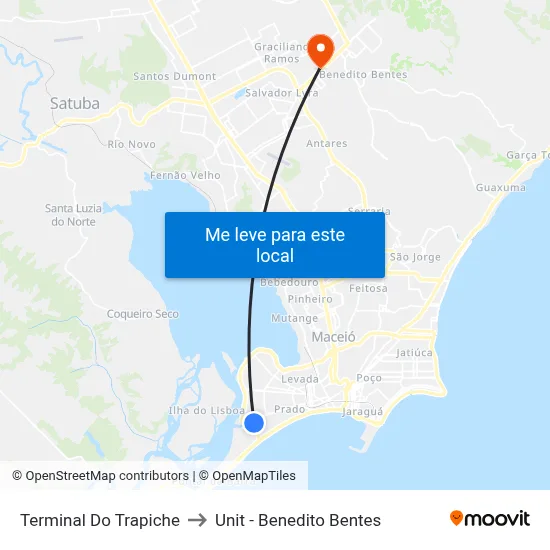 Terminal Do Trapiche to Unit - Benedito Bentes map