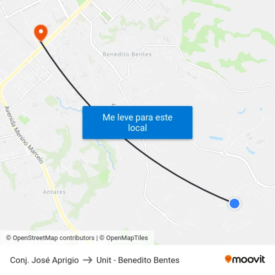 Conj. José Aprigio to Unit - Benedito Bentes map