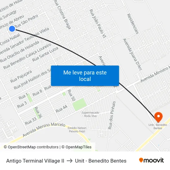 Antigo Terminal Village II to Unit - Benedito Bentes map