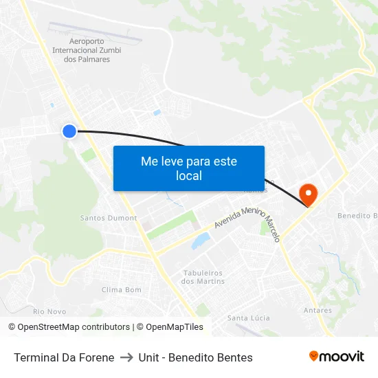 Terminal Da Forene to Unit - Benedito Bentes map